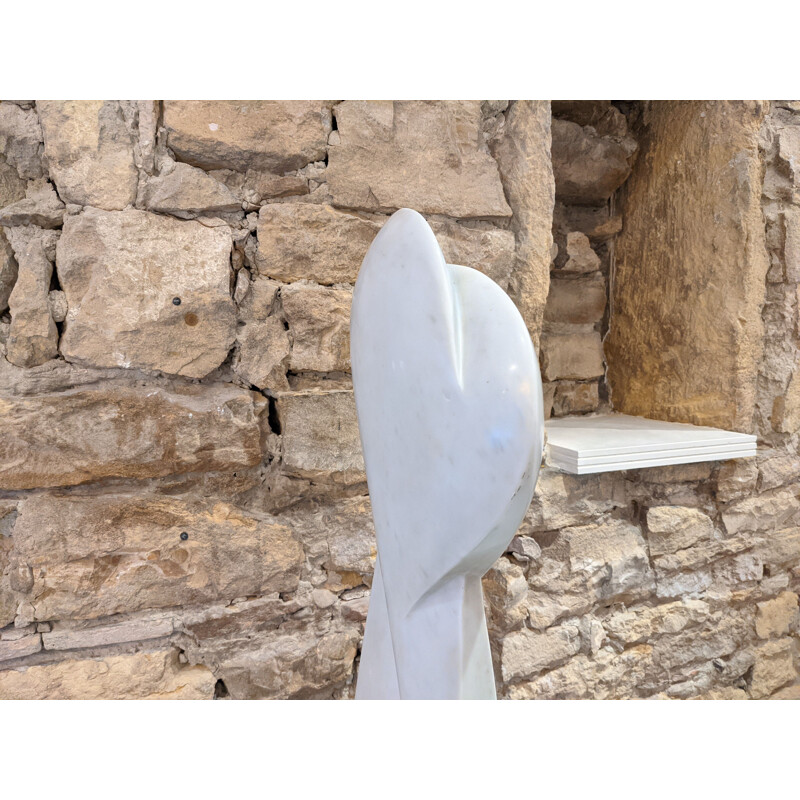 Vintage sculpture in white carrara marble Bertrand Créac'h