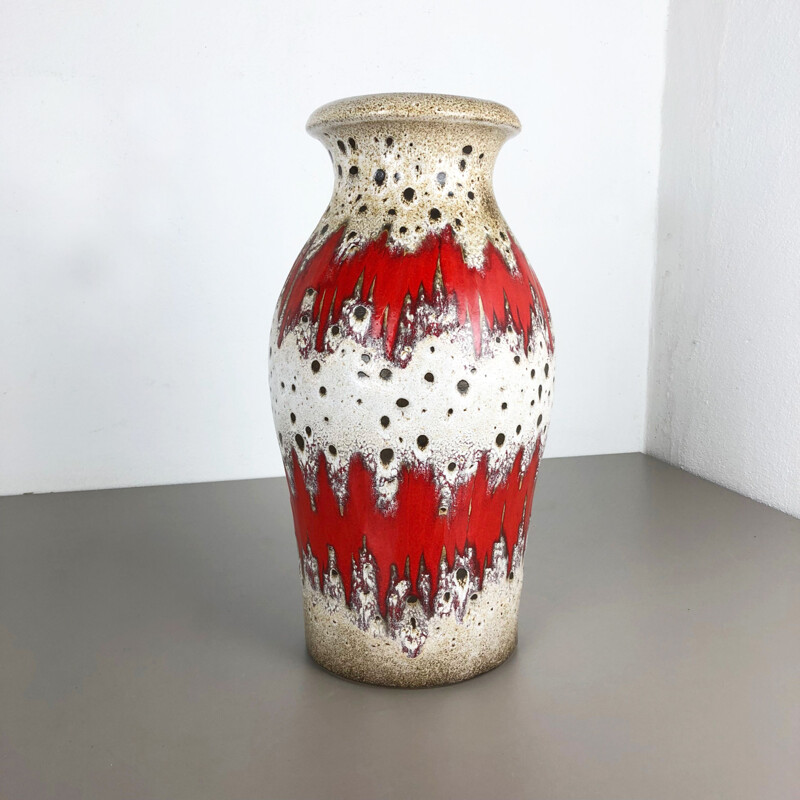 Vase vintage multicolore Fat Lava Zig-Zag de Scheurich 1970