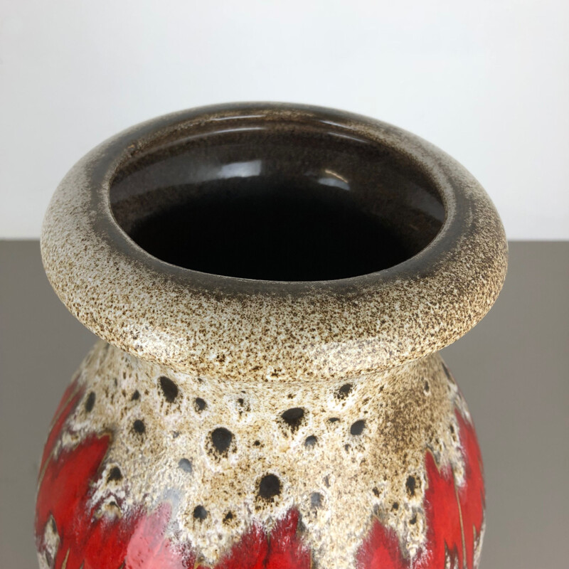 Vase vintage multicolore Fat Lava Zig-Zag de Scheurich 1970