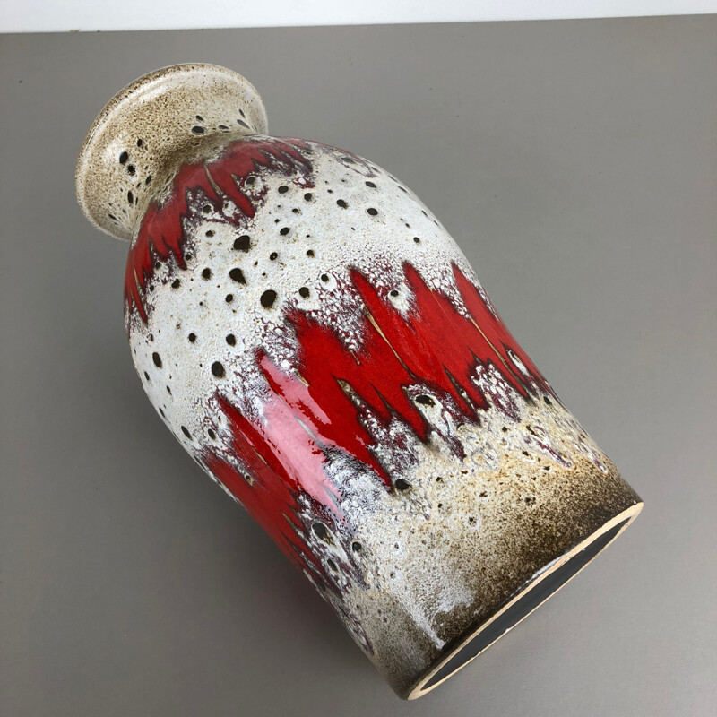 Vase vintage multicolore Fat Lava Zig-Zag de Scheurich 1970