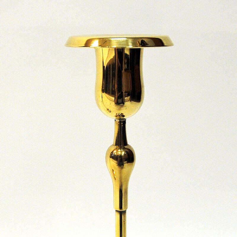 Pair of vintage Brass candlestick pair by Gunnar Ander Ystad Metall Sweden 1950s