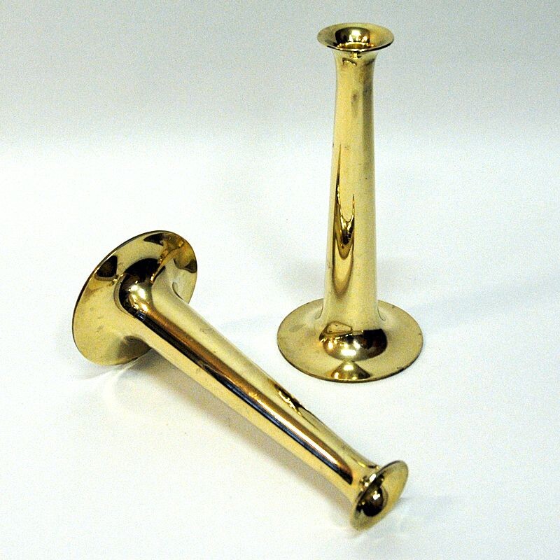 Pair of vintage Brass candleholder by Hans Bolling for Torben Orskov & Co Denmark 1950s