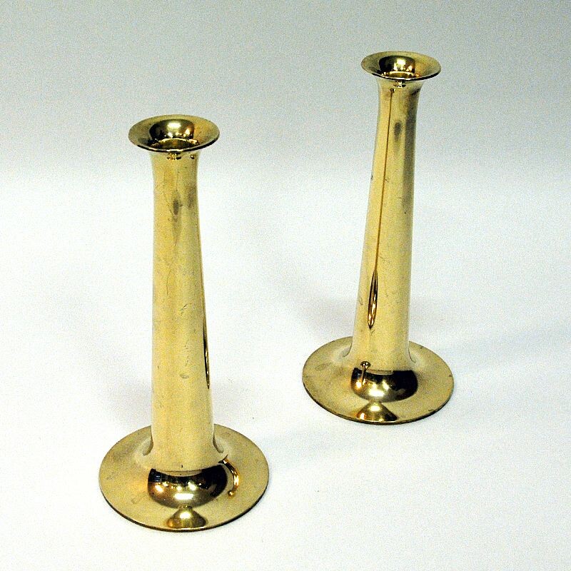 Pair of vintage Brass candleholder by Hans Bolling for Torben Orskov & Co Denmark 1950s