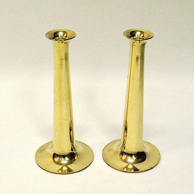 Pair of vintage Brass candleholder by Hans Bolling for Torben Orskov & Co Denmark 1950s