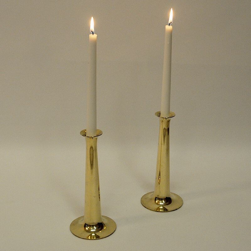 Pair of vintage Brass candleholder by Hans Bolling for Torben Orskov & Co Denmark 1950s