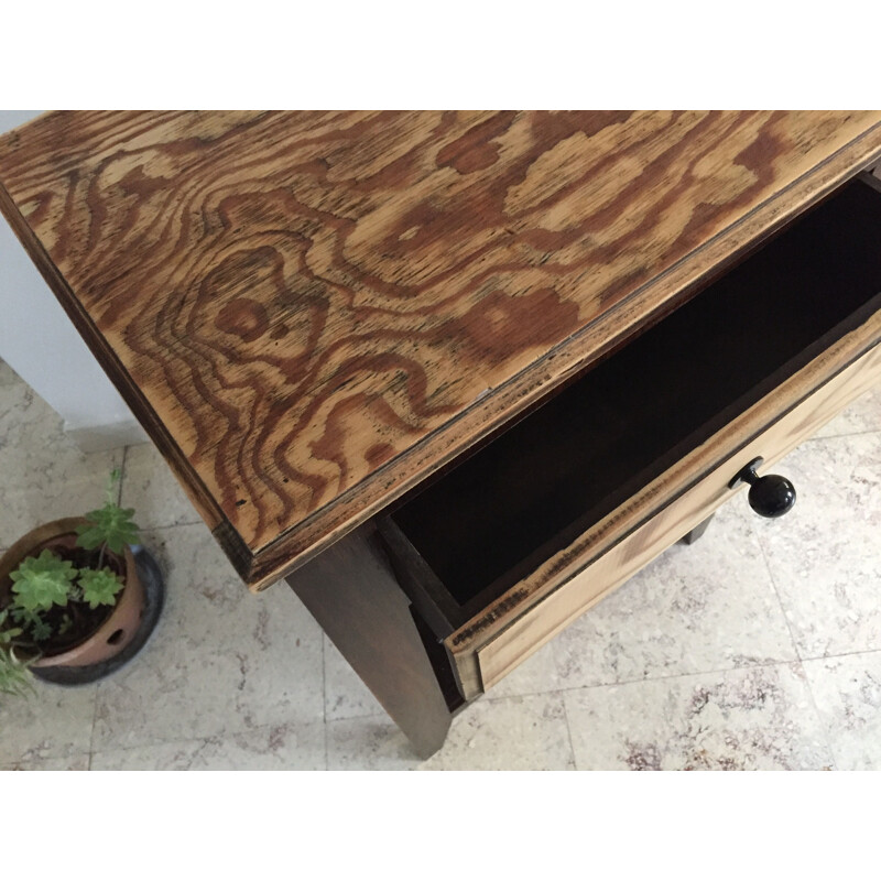 Vintage bedside cabinet with compass feet