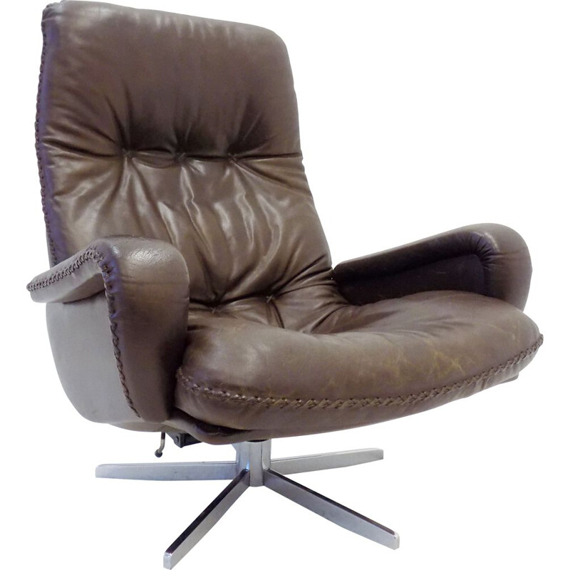 Vintage De Sede dark brown leather armchair