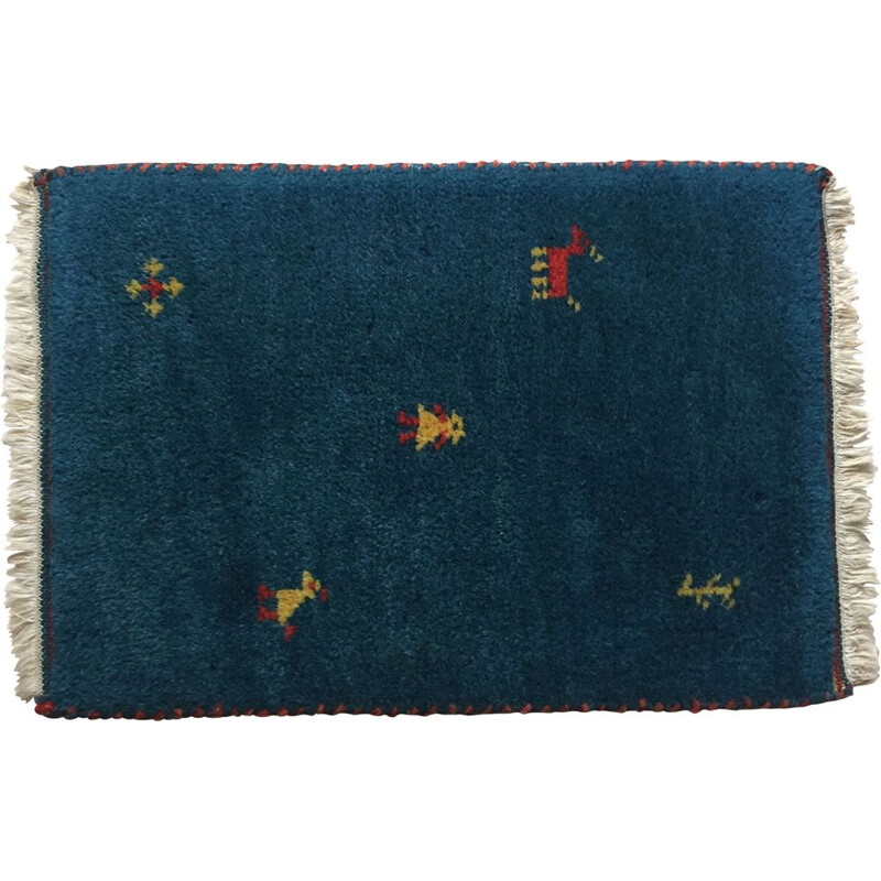 Vintage carpet Bleu Gabbeh 100 wool 1980s