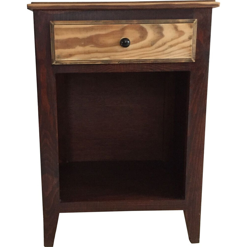 Vintage bedside cabinet with compass feet