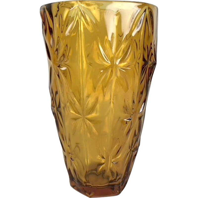 Vintage amber glass vase, 1970