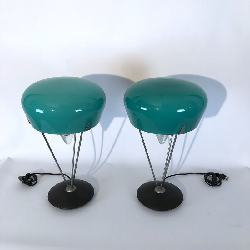 Pair of vintage murano glass table lamps by De Majo, Italy 1970