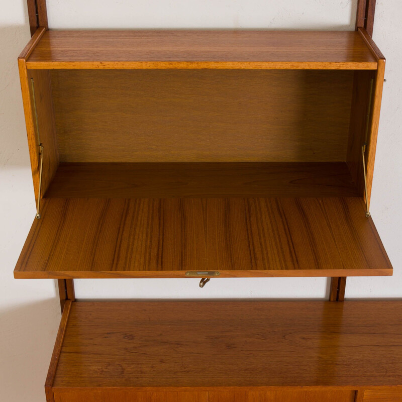 Vintage teak wall unit with sideboard and bar cabinet Scandinavian 1960s