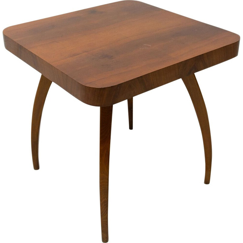 Vintage walnut spider table "H-259" by Jindrich Halabala, Czechoslovakia 1950