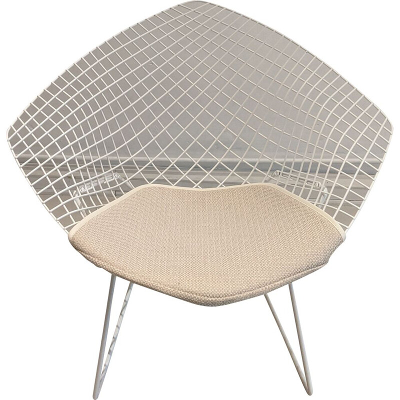 Fauteuil vintage Diamant blanc par Harry Bertoia pour Knoll