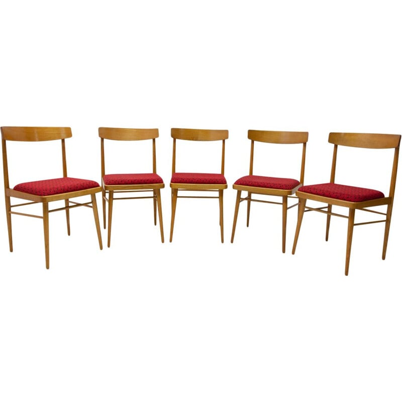 Set of 5 vintage dining chairs Ton Czechoslovakia 1970s