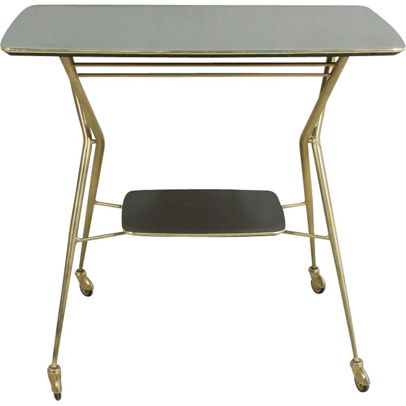 Vintage brass and plastic serving cart, 1950