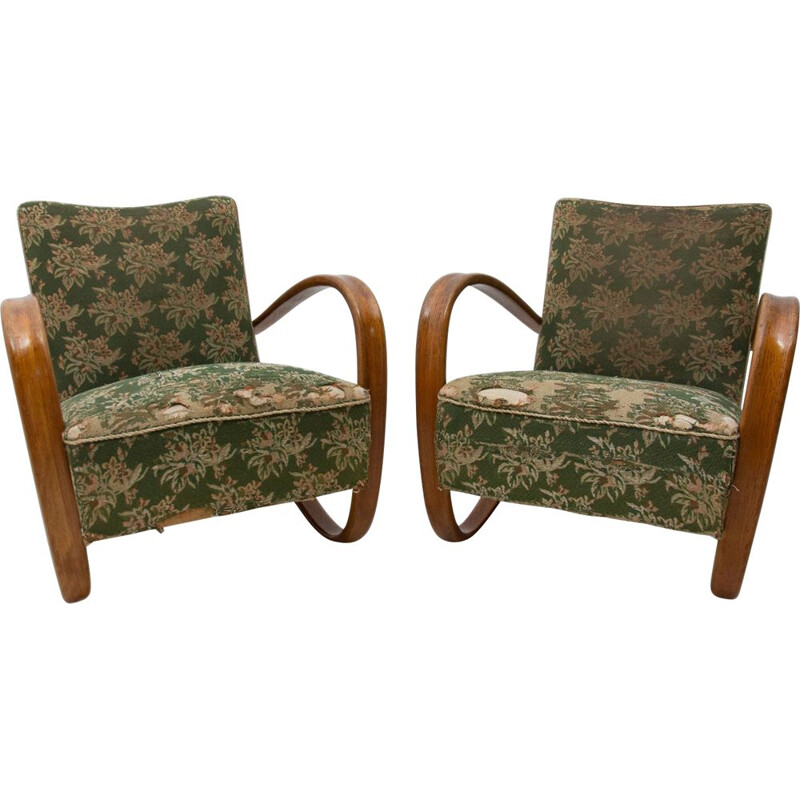 Pair of vintage Lounge bentwood armchairs Czechoslovakia 1930s