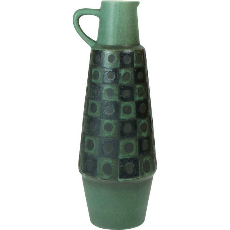 Schlossberg Keramik "Peacock-eye" vase in lava black and green ceramic - 1960s