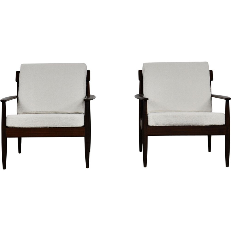 Pair of white vintage Armchairs Scandinavian 1960s