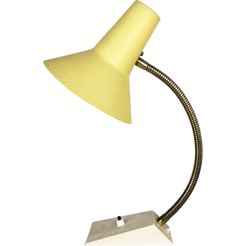 Vintage modernist metal and brass table lamp by SIS Lights, Germany 1960