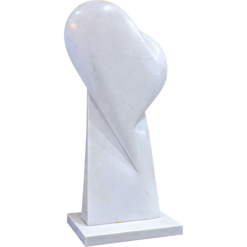 Sculpture vintage en marbre blanc de carrare Bertrand Créac'h