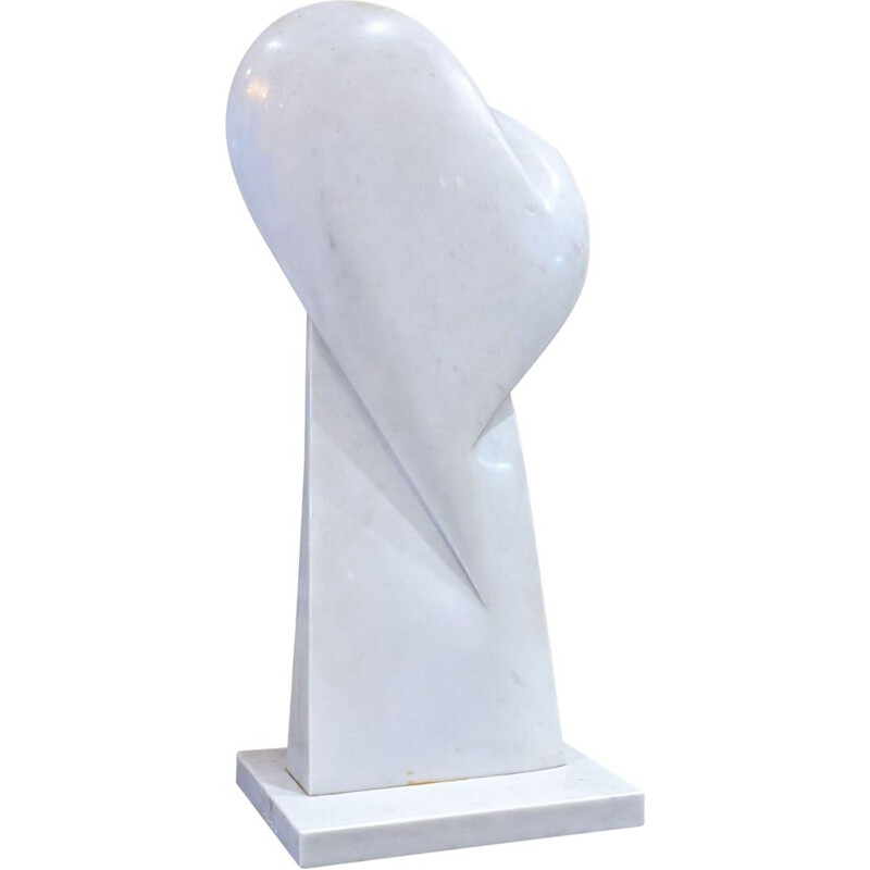 Vintage sculpture in white carrara marble Bertrand Créac'h