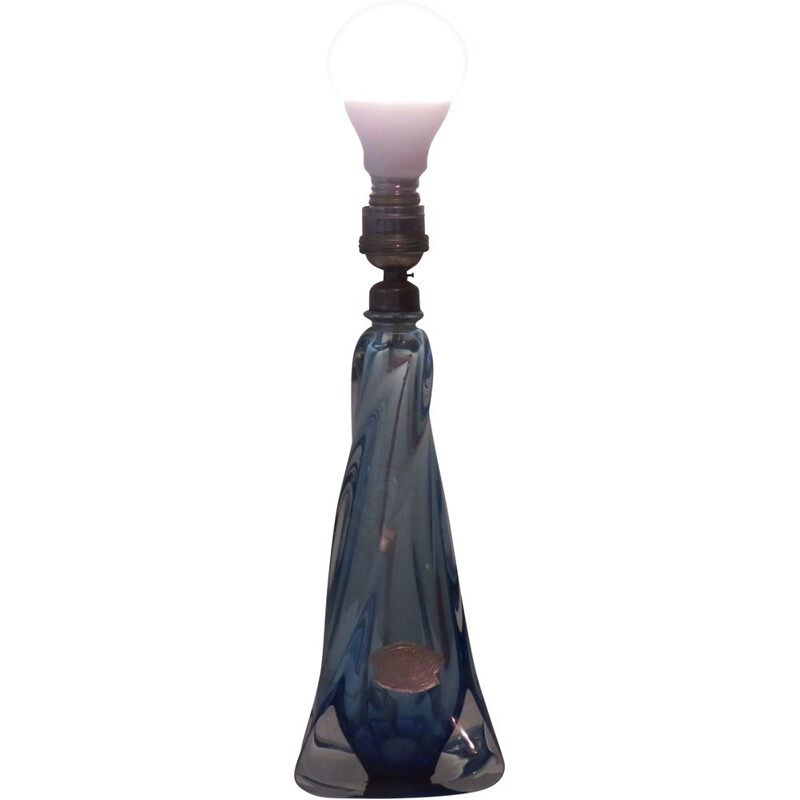 Lampe de table vintage en cristal Val Saint Lambert Belgique 1960