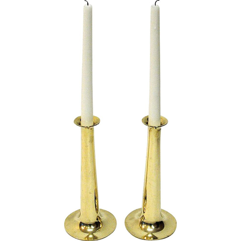 Pair of vintage Brass candleholder by Hans Bolling for Torben Orskov & Co Denmark 1950s