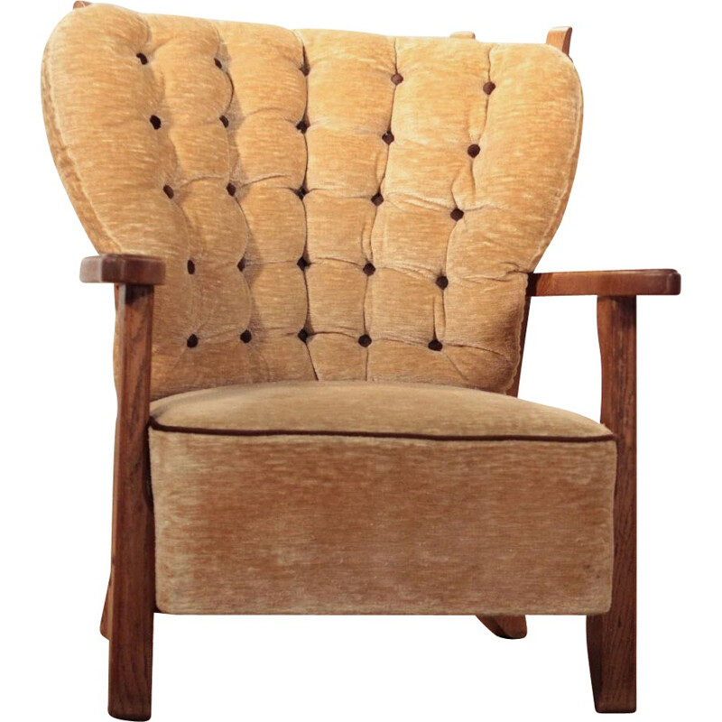 Votre Maison “Grand repos” armchair in oak, GUILLERME & CHAMBRON - 1950s