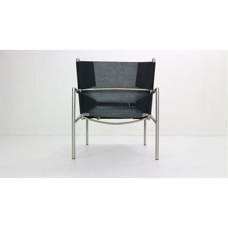 Vintage Black Leather Armchair by Martin Visser For t Spectrum 1960s