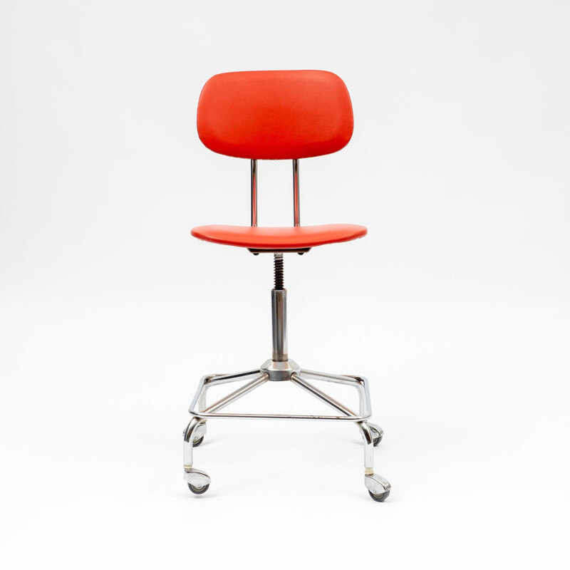 Vintage office chair in red chrome 1950s