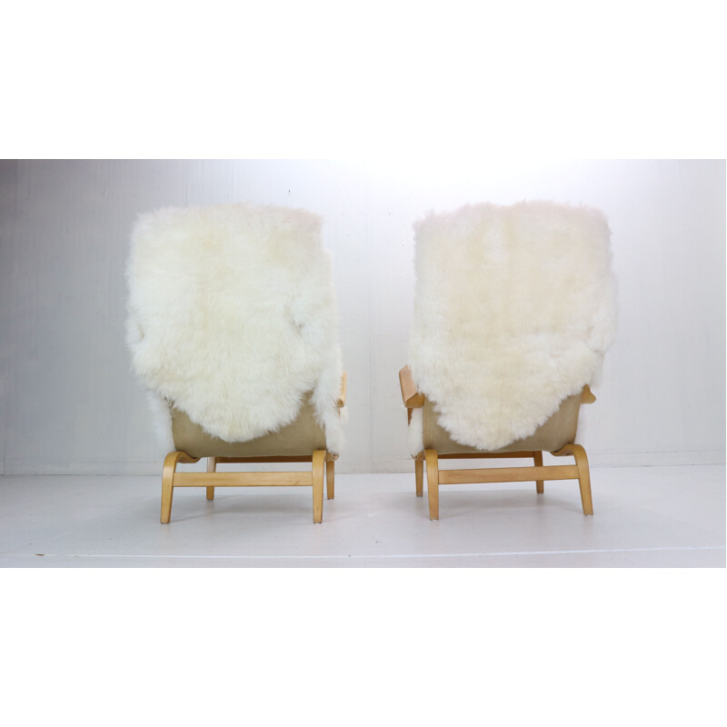 Pair of vintage lounge chairs Bruno Mathsson Sweden 1969s
