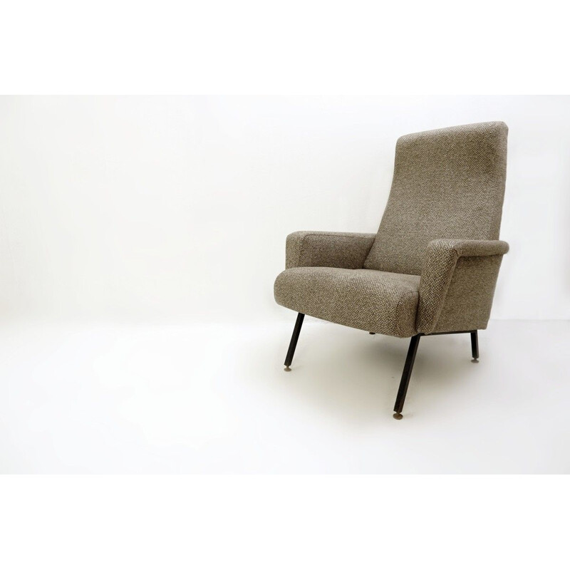Vintage-Sessel mit Metallgestell schwarz 1950