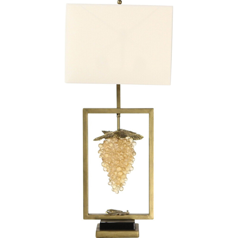 Large lamp in brass and altuglas with a bunch of grape - 1970
