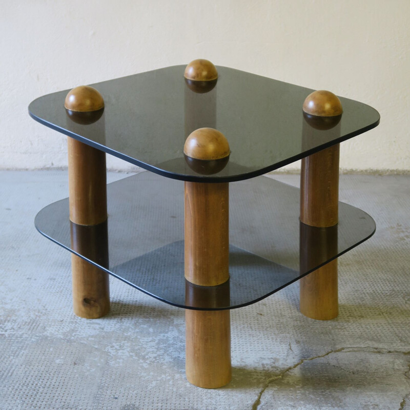 Vintage glass table by Marco Zanuso Italian 1980s