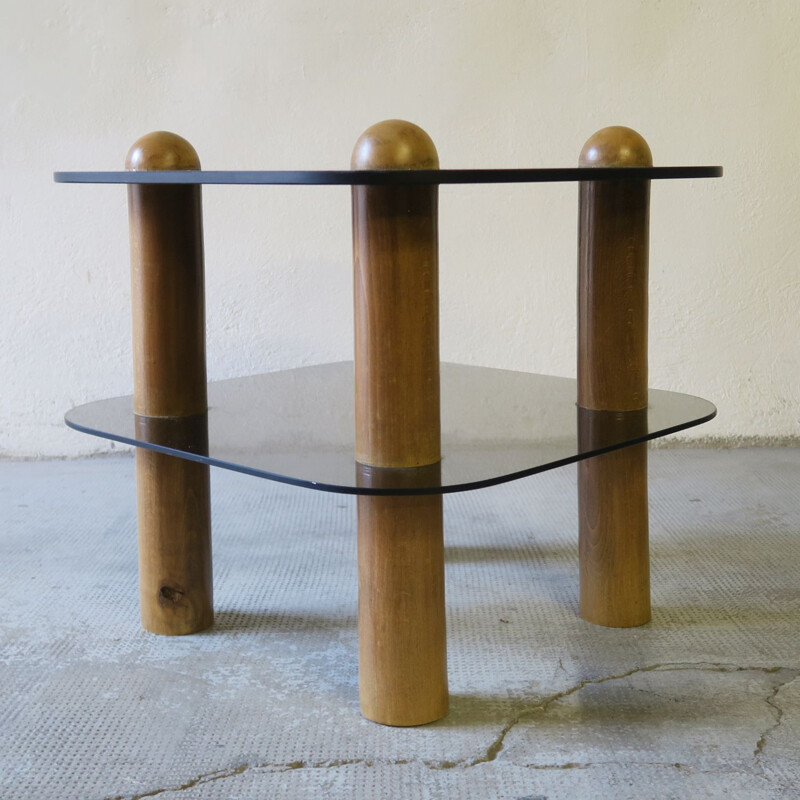 Vintage glass table by Marco Zanuso Italian 1980s