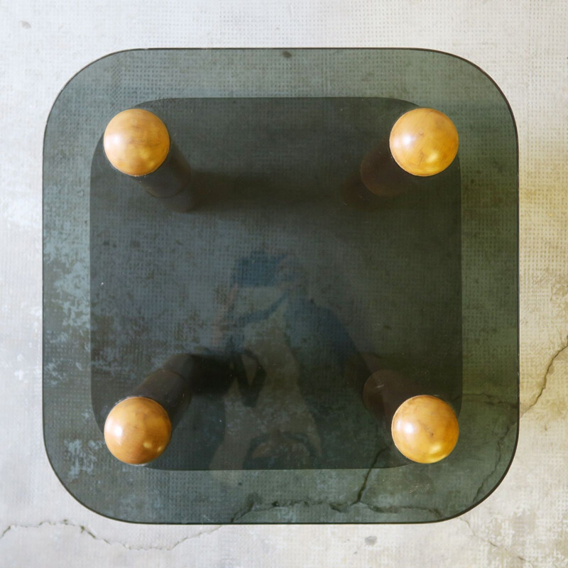 Vintage glass table by Marco Zanuso Italian 1980s