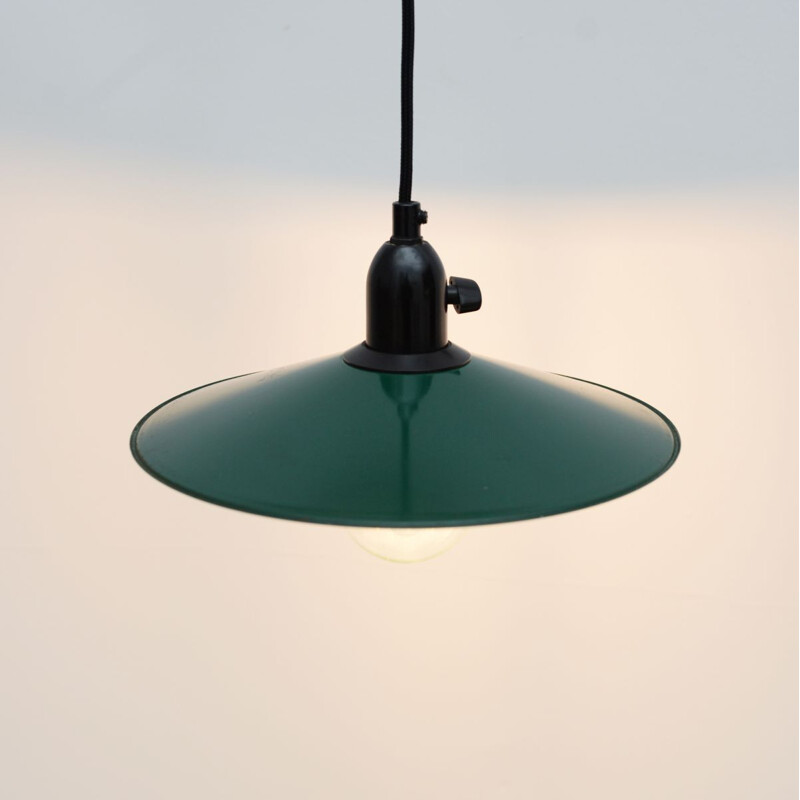 Vintage green pendant lamp Denmark 1950s