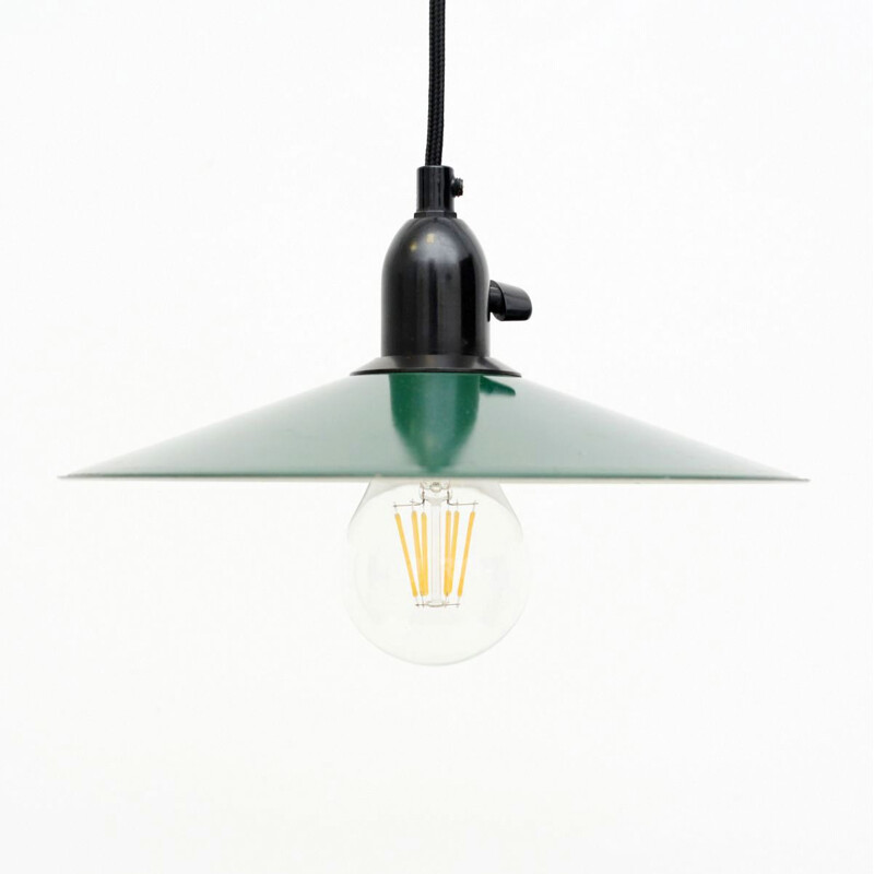 Vintage green pendant lamp Denmark 1950s