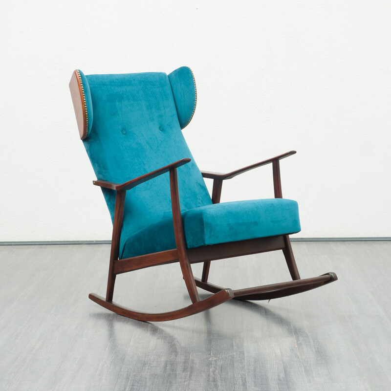 Rocking chair vintage bleu pétrole 1950