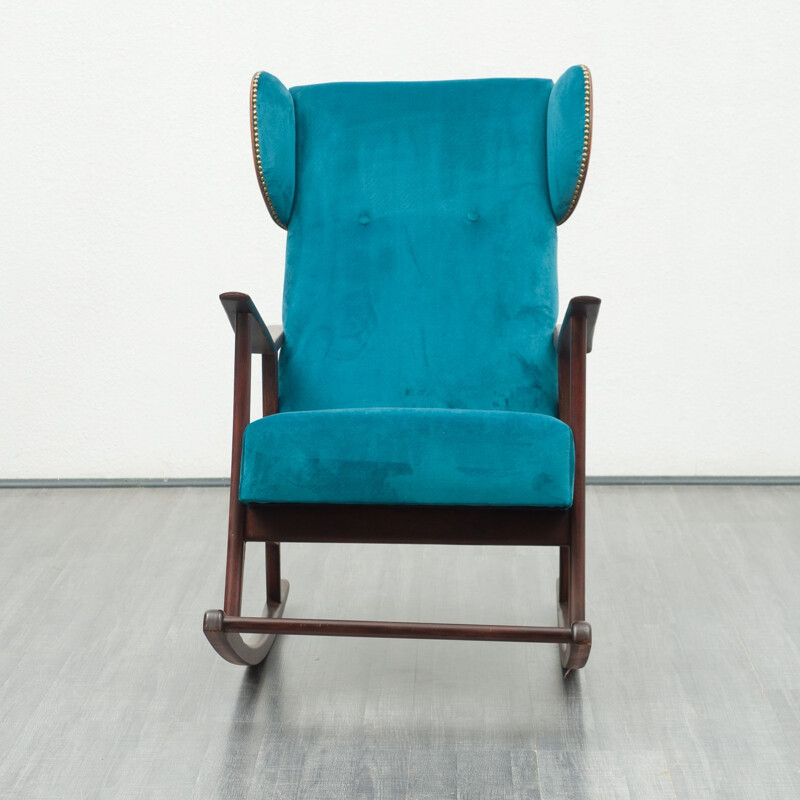 Vintage rocking chair petrol blue 1950s