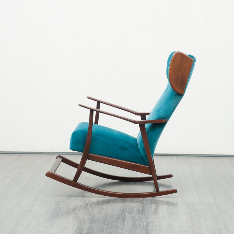 Vintage rocking chair petrol blue 1950s