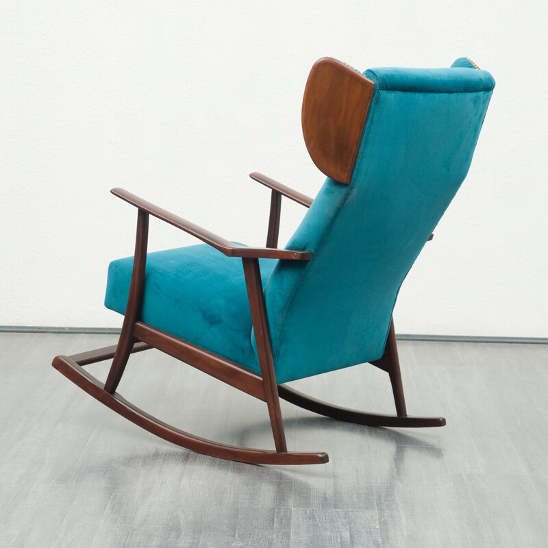 Rocking chair vintage bleu pétrole 1950
