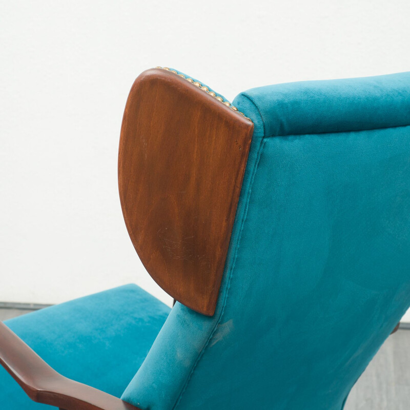 Rocking chair vintage bleu pétrole 1950