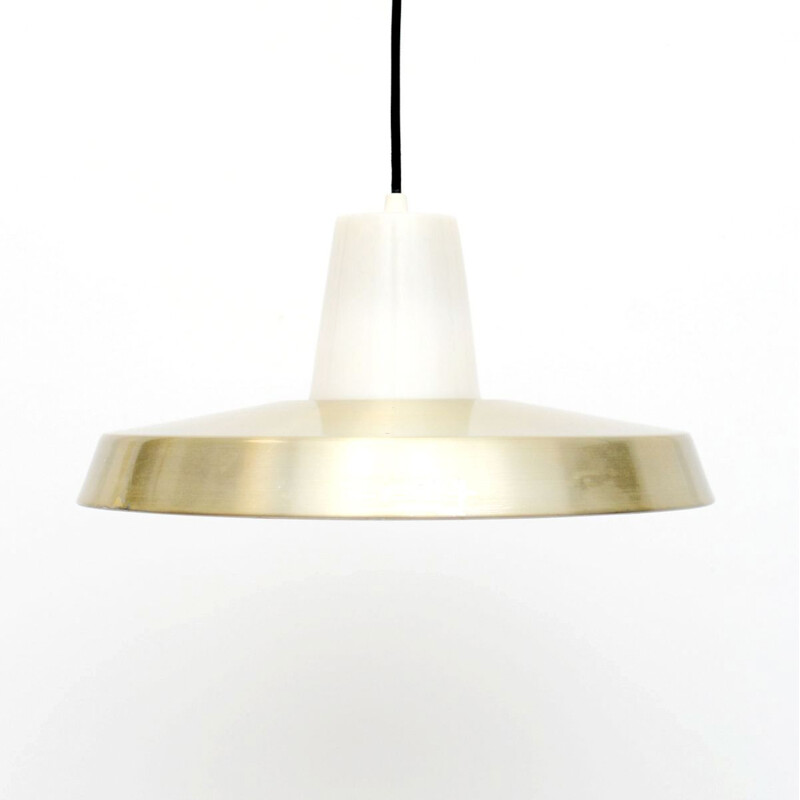 Vintage golden pendant lamp by M. Voltelen Danish 1960s