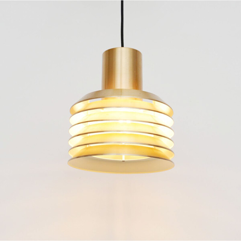 Vintage Pendant Lamp In Golden Brass Danish 1960s