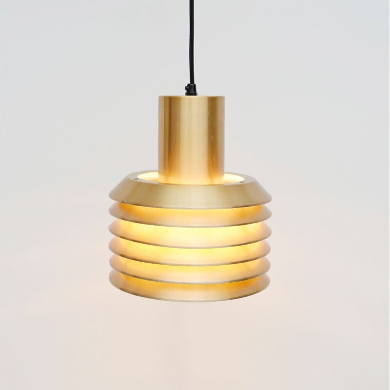 Vintage Pendant Lamp In Golden Brass Danish 1960s