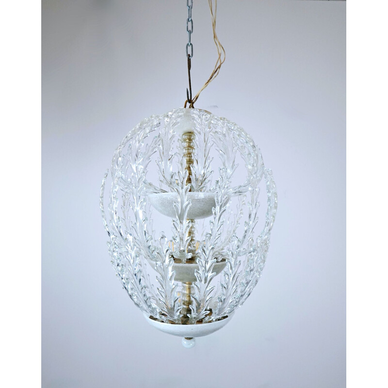 Vintage Murano glazen plafondlamp voor Venini 1940