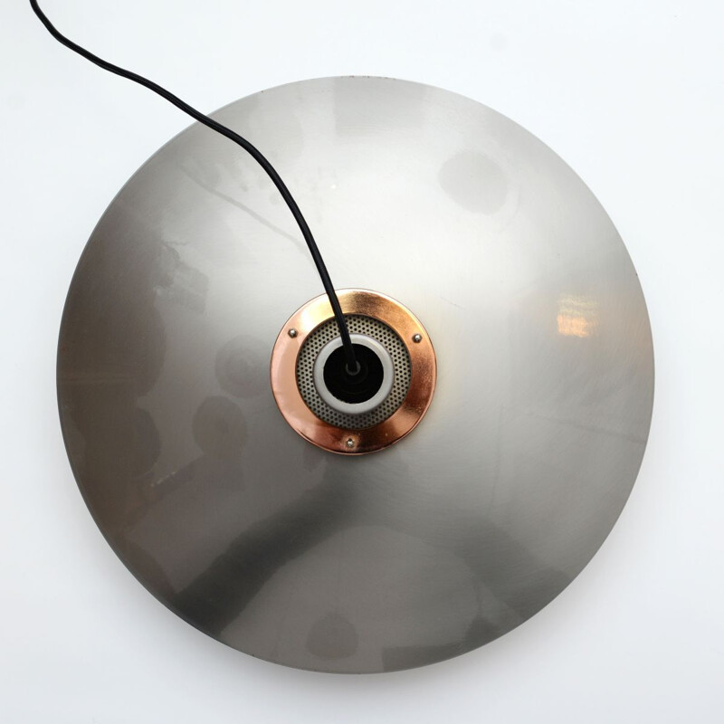 Vintage Pendant Lamp grey copper Danish 1970s