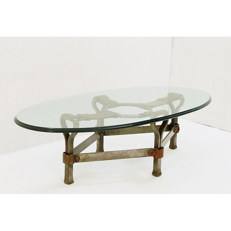 Vintage Low Table Brutaliste by Jacques Adnet 1960s